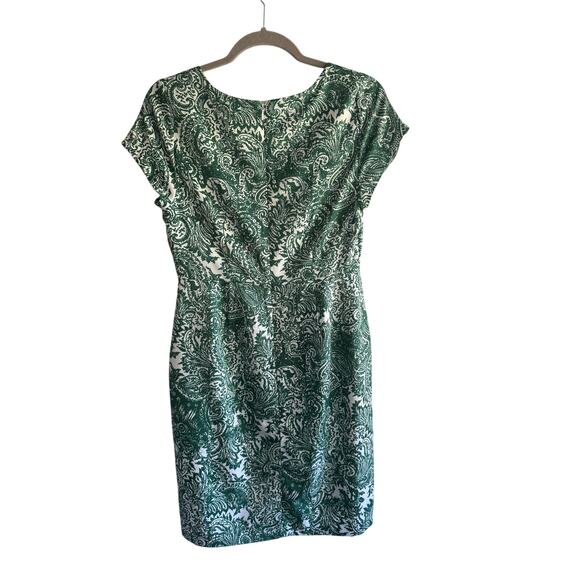 The Limited Green and White Paisley Shift Short Sleeve Dress size 4 Career - Picture 3 of 8